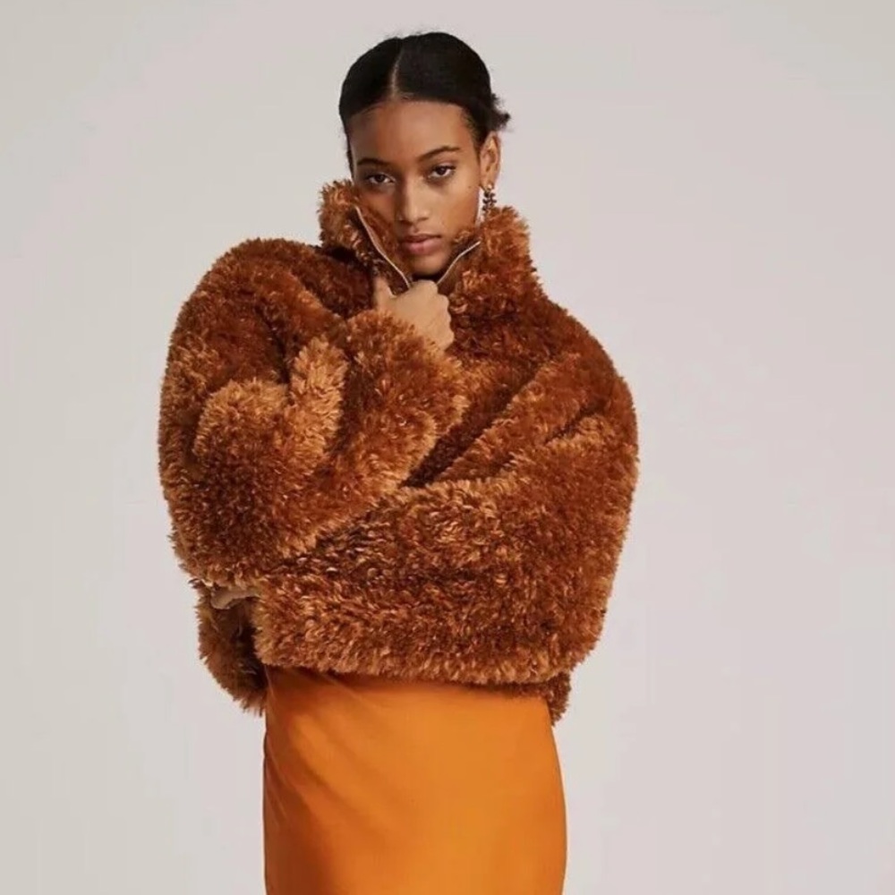 Anthropologie Maeve faux fur coat NWT